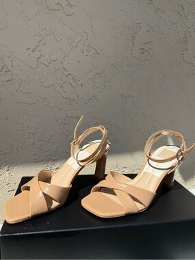 DOLCE VITA LEATHER Tan Strappy Block Heel Sandals